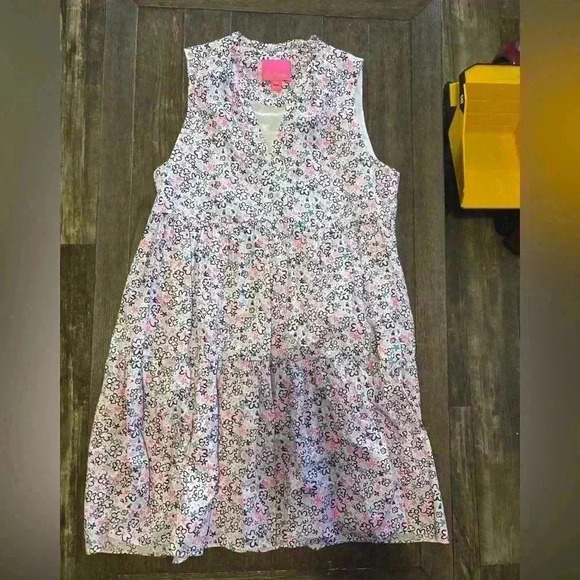 Lilly Pulitzer Womens Novella Tiered Dress Multi Fun Sun Repeat Ditsy Pockets L - Picture 8 of 10